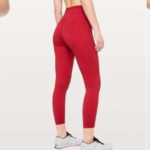 EUC lululemon fast and free dark red 7/8 leggings